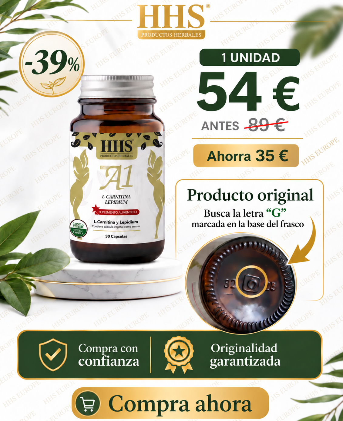 🌿 HHS A1 Herbal: tu aliado natural diario | 1 unidad 54 € | 2 unidades por 108 € 💚